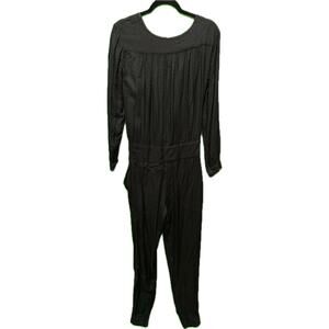 Flannel Black Long Sleeve Jumpsuit with Smocked Waist - Size 1 Small NWT